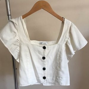 Zara Ruffle Sleeve Crop Top